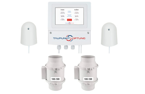 Kombipaket Taupunktsteuerung TOUCH und 2 Rohrlüfter